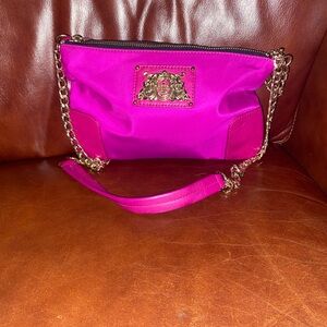Juicy Couture Louisa Nylon Fuchsia Crossbody Bag with Gold Chain